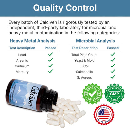 Calciven Natural Bone Support Supplement, Vegetarian, Gluten-Free 30 Vegetable Capsules