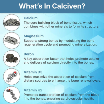 Calciven Natural Bone Support Supplement, Vegetarian, Gluten-Free 30 Vegetable Capsules