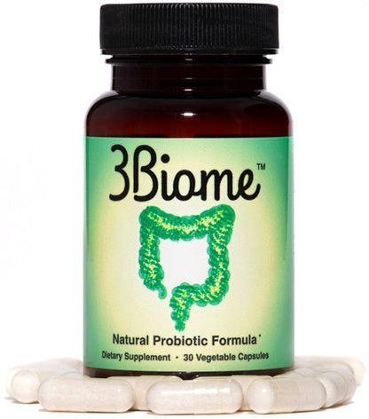 3Biome Natural Probiotic Supplement for Gut Health, Vegan, Gluten-Free 30 Vegetable Capsules