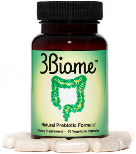 3Biome Natural Probiotic Supplement for Gut Health, Vegan, Gluten-Free 30 Vegetable Capsules